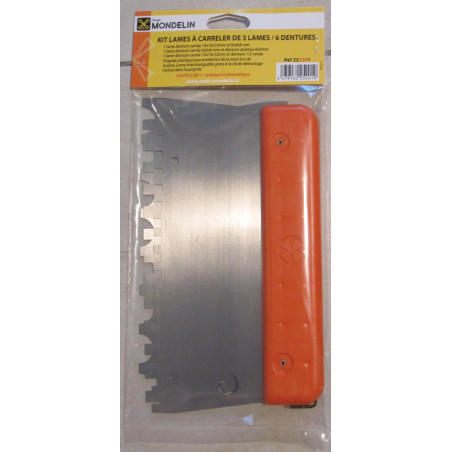 Kit lames à carreler acier 3 lames + poignée orange MONDELIN - 255201