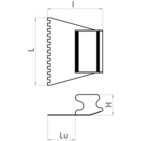 Ergolame Inox dentée 600mm Ep.0.6mm