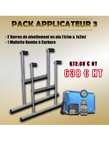 Pack Applicateur 3 -  Barre à niveler (1x1m/1x2m) + 1 Malette Bombe à carbure