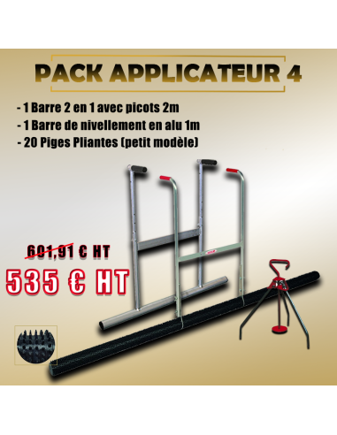 Pack Applicateur 4 - Barre à niveler (2m 2EN1 / 1m standard) + 20 Piges pliantes