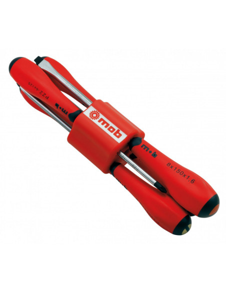 Jeu de 6 tournevis 4 à Fente / 2 Philipps Monture UNO - MOB 9127061101